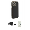 MARSİLYAN™- iPhone 14 Pro Max Kılıf Yankı Serisi - Şeffaf Pasifik Cam Ekran Koruyucu + Raze Metal Kamera Lens - GS