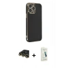 MARSİLYAN™- iPhone 14 Pro Max Kılıf Yankı Serisi - Şeffaf Pasifik Cam Ekran Koruyucu + Raze Metal Kamera Lens - GD