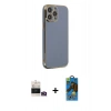 MARSİLYAN™- iPhone 14 Pro Max Kılıf Yankı Serisi - Siyah 18D Cam Ekran Koruyucu + Bilvis Titan Kamera Lens - GD