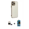 MARSİLYAN™- iPhone 14 Pro Max Kılıf Yankı Serisi - Siyah 18D Cam Ekran Koruyucu + Bilvis Titan Kamera Lens - GD