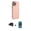 MARSİLYAN™- iPhone 14 Pro Max Kılıf Yankı Serisi - Siyah 18D Cam Ekran Koruyucu + Raze Metal Kamera Lens - GS