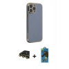 MARSİLYAN™- iPhone 14 Pro Max Kılıf Yankı Serisi - Siyah 18D Cam Ekran Koruyucu + Raze Metal Kamera Lens - GD