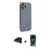 MARSİLYAN™- iPhone 14 Pro Max Kılıf Yankı Serisi - Siyah 360 Mat Full Body Arka Koruyucu + Gümüş Raze Metal Kamera Lens