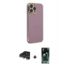 MARSİLYAN™- iPhone 14 Pro Max Kılıf Yankı Serisi - Siyah 360 Mat Full Body Arka Koruyucu + Gümüş Raze Metal Kamera Lens
