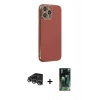 MARSİLYAN™- iPhone 14 Pro Max Kılıf Yankı Serisi - Siyah 360 Mat Full Body Arka Koruyucu + Gümüş Raze Metal Kamera Lens