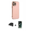 MARSİLYAN™- iPhone 14 Pro Max Kılıf Yankı Serisi - Siyah 360 Mat Full Body Arka Koruyucu + Gümüş Raze Metal Kamera Lens