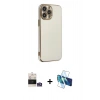 MARSİLYAN™- iPhone 14 Pro Max Kılıf Yankı Serisi - Siyah 3D Antistatik Cam Ekran Koruyucu + Bilvis Titan Kamera Lens - GS