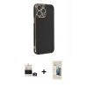MARSİLYAN™- iPhone 14 Pro Max Kılıf Yankı Serisi - Siyah 6D Mat Seramik Hayalet Nano Ekran Koruyucu + Bilvis Titan Kamera Lens - GD