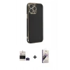 MARSİLYAN™- iPhone 14 Pro Max Kılıf Yankı Serisi - Siyah Bilvis 3D Mat Cam Ekran Koruyucu + Bilvis Titan Kamera Lens - DNMR