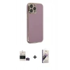 MARSİLYAN™- iPhone 14 Pro Max Kılıf Yankı Serisi - Siyah Bilvis 3D Mat Cam Ekran Koruyucu + Gold Bilvis Titan Kamera Lens