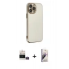 MARSİLYAN™- iPhone 14 Pro Max Kılıf Yankı Serisi - Siyah Bilvis 3D Mat Cam Ekran Koruyucu + Gold Bilvis Titan Kamera Lens