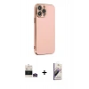 MARSİLYAN™- iPhone 14 Pro Max Kılıf Yankı Serisi - Siyah Bilvis 3D Mat Cam Ekran Koruyucu + Gold Bilvis Titan Kamera Lens