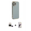 MARSİLYAN™- iPhone 14 Pro Max Kılıf Yankı Serisi - Siyah Bilvis 3D Mat Cam Ekran Koruyucu + Gold Bilvis Titan Kamera Lens