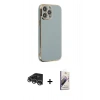 MARSİLYAN™- iPhone 14 Pro Max Kılıf Yankı Serisi - Siyah Bilvis 3D Mat Cam Ekran Koruyucu + Raze Metal Kamera Lens - GS