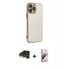 MARSİLYAN™- iPhone 14 Pro Max Kılıf Yankı Serisi - Siyah Bilvis 3D Mat Cam Ekran Koruyucu + Raze Metal Kamera Lens - GD