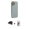 MARSİLYAN™- iPhone 14 Pro Max Kılıf Yankı Serisi - Siyah Bilvis 3D Mat Cam Ekran Koruyucu + Raze Metal Kamera Lens - GD