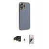 MARSİLYAN™- iPhone 14 Pro Max Kılıf Yankı Serisi - Siyah Bilvis 3D Mat Cam Ekran Koruyucu + Raze Metal Kamera Lens - GD