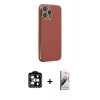 MARSİLYAN™- iPhone 14 Pro Max Kılıf Yankı Serisi - Siyah Bilvis 3D Mat Cam Ekran Koruyucu + PVD Metal Kamera Lens - TU