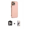 MARSİLYAN™- iPhone 14 Pro Max Kılıf Yankı Serisi - Siyah Bilvis 3D Mat Cam Ekran Koruyucu + PVD Metal Kamera Lens - TU