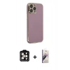 MARSİLYAN™- iPhone 14 Pro Max Kılıf Yankı Serisi - Siyah Bilvis 3D Mat Cam Ekran Koruyucu + PVD Metal Kamera Lens - TU
