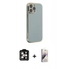 MARSİLYAN™- iPhone 14 Pro Max Kılıf Yankı Serisi - Siyah Bilvis 3D Mat Cam Ekran Koruyucu + PVD Metal Kamera Lens - TU