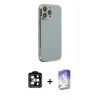MARSİLYAN™- iPhone 14 Pro Max Kılıf Yankı Serisi - Siyah Bilvis 5in1 3D Magic Cam Ekran Koruyucu + Turuncu PVD Metal Kamera Lens