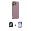 MARSİLYAN™- iPhone 14 Pro Max Kılıf Yankı Serisi - Siyah Bilvis 5in1 3D Magic Cam Ekran Koruyucu + Turuncu PVD Metal Kamera Lens