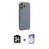 MARSİLYAN™- iPhone 14 Pro Max Kılıf Yankı Serisi - Siyah Bilvis 5in1 3D Magic Cam Ekran Koruyucu + Turuncu PVD Metal Kamera Lens
