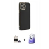 MARSİLYAN™- iPhone 14 Pro Max Kılıf Yankı Serisi - Siyah Bilvis 5in1 5D Magic Hayalet Cam Ekran Koruyucu + Bilvis Titan Kamera Lens - GS