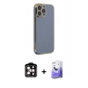 MARSİLYAN™- iPhone 14 Pro Max Kılıf Yankı Serisi - Siyah Bilvis 5in1 5D Magic Hayalet Cam Ekran Koruyucu + PVD Metal Kamera Lens - TU