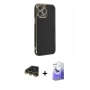 MARSİLYAN™- iPhone 14 Pro Max Kılıf Yankı Serisi - Siyah Bilvis 5in1 5D Magic Hayalet Cam Ekran Koruyucu + Raze Metal Kamera Lens - GD
