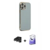 MARSİLYAN™- iPhone 14 Pro Max Kılıf Yankı Serisi - Siyah Bilvis 5in1 5D Magic Hayalet Cam Ekran Koruyucu + Raze Metal Kamera Lens - GS