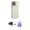 MARSİLYAN™- iPhone 14 Pro Max Kılıf Yankı Serisi - Siyah Bilvis 5in1 5D Magic Hayalet Cam Ekran Koruyucu + Raze Metal Kamera Lens - GS