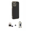 MARSİLYAN™- iPhone 14 Pro Max Kılıf Yankı Serisi - Siyah Bilvis Hayalet Cam Ekran Koruyucu + Bilvis Titan Kamera Lens - GS