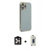 MARSİLYAN™- iPhone 14 Pro Max Kılıf Yankı Serisi - Siyah Bilvis Hayalet Cam Ekran Koruyucu + PVD Metal Kamera Lens - TU