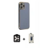 MARSİLYAN™- iPhone 14 Pro Max Kılıf Yankı Serisi - Siyah Bilvis Hayalet Cam Ekran Koruyucu + PVD Metal Kamera Lens - TU