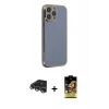 MARSİLYAN™- iPhone 14 Pro Max Kılıf Yankı Serisi - Siyah Buffer Cam Ekran Koruyucu + Raze Metal Kamera Lens - GS
