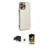MARSİLYAN™- iPhone 14 Pro Max Kılıf Yankı Serisi - Siyah Buffer Cam Ekran Koruyucu + Raze Metal Kamera Lens - GD