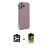MARSİLYAN™- iPhone 14 Pro Max Kılıf Yankı Serisi - Siyah Buffer Cam Ekran Koruyucu + PVD Metal Kamera Lens - TU