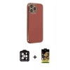 MARSİLYAN™- iPhone 14 Pro Max Kılıf Yankı Serisi - Siyah Buffer Cam Ekran Koruyucu + PVD Metal Kamera Lens - TU