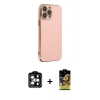 MARSİLYAN™- iPhone 14 Pro Max Kılıf Yankı Serisi - Siyah Buffer Cam Ekran Koruyucu + PVD Metal Kamera Lens - TU