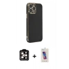 MARSİLYAN™- iPhone 14 Pro Max Kılıf Yankı Serisi - Siyah Joko 5D Cam + PVD Metal Kamera Lens - TU