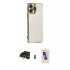 MARSİLYAN™- iPhone 14 Pro Max Kılıf Yankı Serisi - Siyah Joko 5D Cam + Raze Metal Kamera Lens - GD