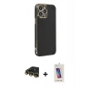 MARSİLYAN™- iPhone 14 Pro Max Kılıf Yankı Serisi - Siyah Joko 5D Cam + Raze Metal Kamera Lens - GD