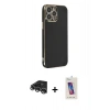 MARSİLYAN™- iPhone 14 Pro Max Kılıf Yankı Serisi - Siyah Joko 5D Cam + Raze Metal Kamera Lens - GS