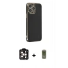 MARSİLYAN™- iPhone 14 Pro Max Kılıf Yankı Serisi - Siyah Joko Magic 5D Hayalet Cam + PVD Metal Kamera Lens - TU
