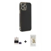 MARSİLYAN™- iPhone 14 Pro Max Kılıf Yankı Serisi - Siyah Mat Seramik Nano Ekran Koruyucu + Bilvis Titan Kamera Lens - DNMR