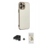 MARSİLYAN™- iPhone 14 Pro Max Kılıf Yankı Serisi - Siyah Mat Seramik Nano Ekran Koruyucu + Raze Metal Kamera Lens - GS