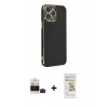 MARSİLYAN™- iPhone 14 Pro Max Kılıf Yankı Serisi - Siyah Mat Seramik Nano Ekran Koruyucu + Bilvis Titan Kamera Lens - SH