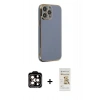 MARSİLYAN™- iPhone 14 Pro Max Kılıf Yankı Serisi - Siyah Mat Seramik Nano Ekran Koruyucu + Turuncu PVD Metal Kamera Lens